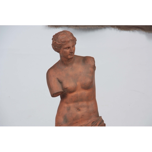 686 - A TERRACOTTA SCULPTURE modelled as Venus di Milo 80cm high