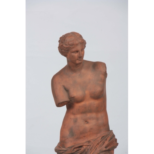 686 - A TERRACOTTA SCULPTURE modelled as Venus di Milo 80cm high