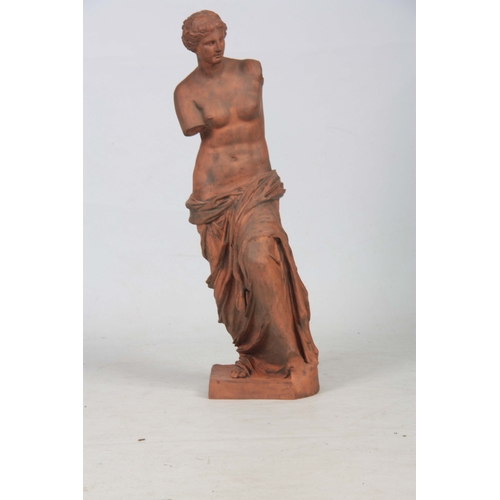 686 - A TERRACOTTA SCULPTURE modelled as Venus di Milo 80cm high