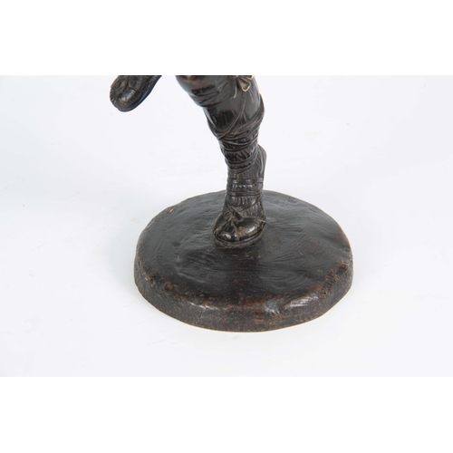 689 - AFTER JEAN-JACQUES FEUCHERE. A LATE 19th CENTURY PATINATED BRONZE SCULPTURE modelled as a young danc... 