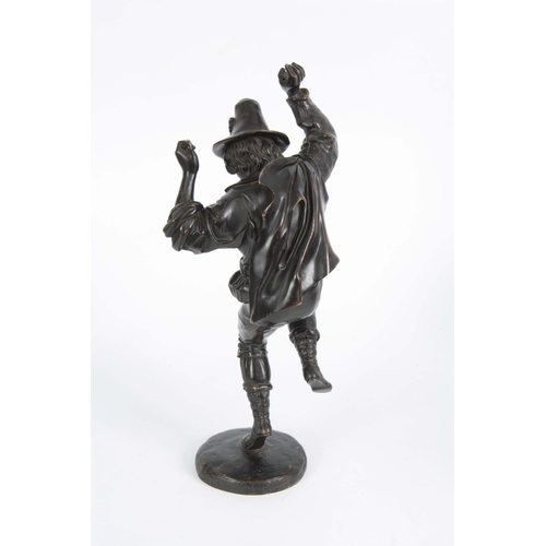 689 - AFTER JEAN-JACQUES FEUCHERE. A LATE 19th CENTURY PATINATED BRONZE SCULPTURE modelled as a young danc... 