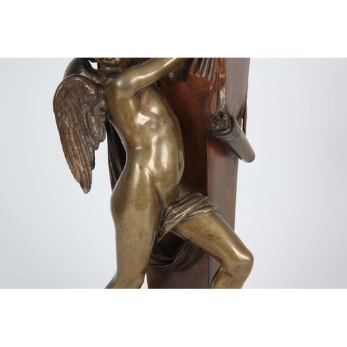 692 - FELIX SANZELA. A TWO TONE PATINATED BRONZE SCULPTURE modelled as Cupid blindfolding Minerva, 45cm hi... 