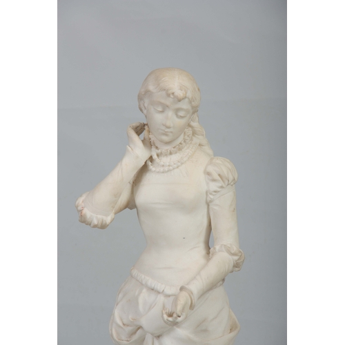 695 - LEOPOLD BRACONY (1892-1926) AN EARLY 20TH CENTURY WHITE MARBLE FIGURE OF A YOUNG LADY - signed 80cm ... 