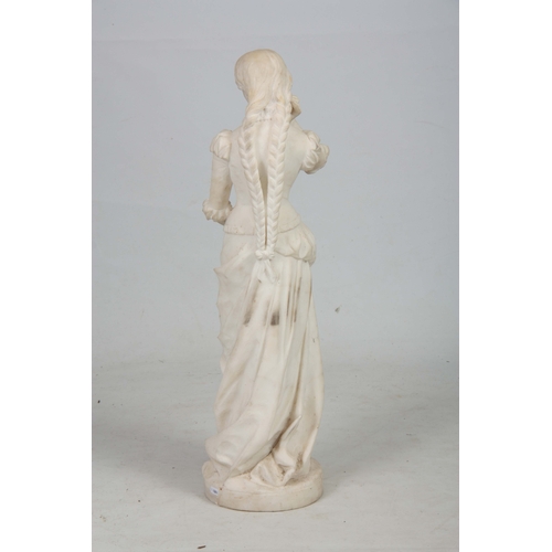 695 - LEOPOLD BRACONY (1892-1926) AN EARLY 20TH CENTURY WHITE MARBLE FIGURE OF A YOUNG LADY - signed 80cm ... 