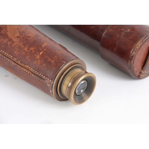 750 - A WWI BRASS LEATHER BOUND TELESCOPE BY R & J BECK LTD, LONDON, CIRCA 1915 Inscribed 'TEL SIG (MK... 