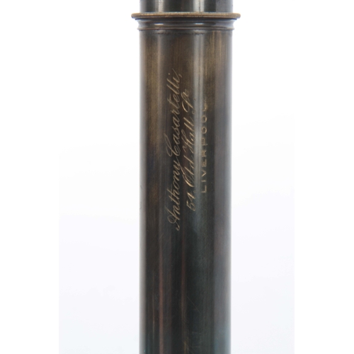 752 - AN EARLY 20th CENTURY FIVE DRAW TELESCOPE SIGNED ANTHONY CASARTELLI, 54, OLD HALL STREET, LIVERPOOL ... 