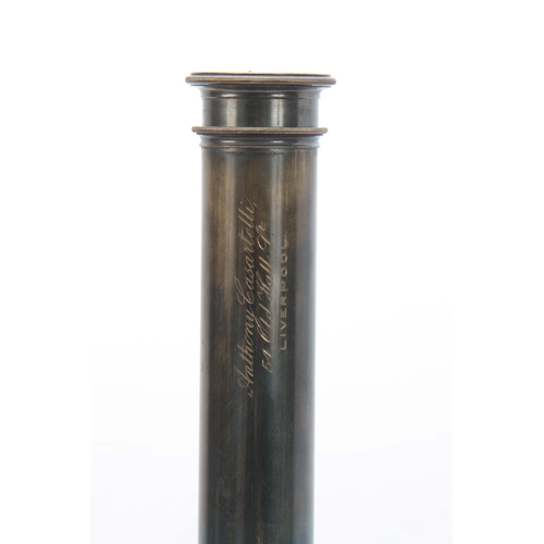 752 - AN EARLY 20th CENTURY FIVE DRAW TELESCOPE SIGNED ANTHONY CASARTELLI, 54, OLD HALL STREET, LIVERPOOL ... 