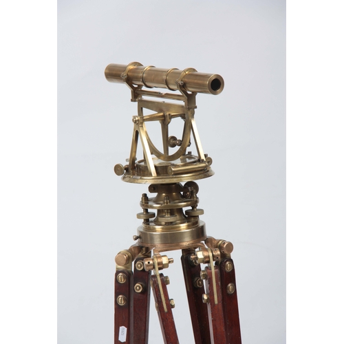 753 - A 19th CENTURY BRASS THEODOLITE ON ORIGINAL MAHOGANY TRIPOD STAND BY WILLIAM HARRIS, LONDON having a... 