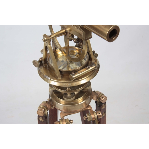 753 - A 19th CENTURY BRASS THEODOLITE ON ORIGINAL MAHOGANY TRIPOD STAND BY WILLIAM HARRIS, LONDON having a... 