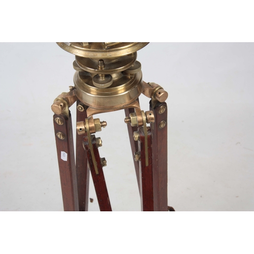 753 - A 19th CENTURY BRASS THEODOLITE ON ORIGINAL MAHOGANY TRIPOD STAND BY WILLIAM HARRIS, LONDON having a... 