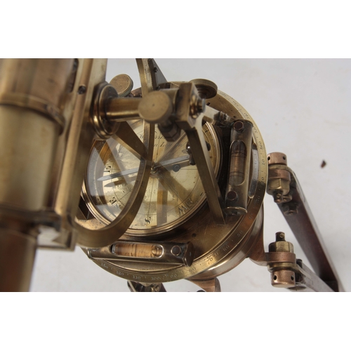 753 - A 19th CENTURY BRASS THEODOLITE ON ORIGINAL MAHOGANY TRIPOD STAND BY WILLIAM HARRIS, LONDON having a... 