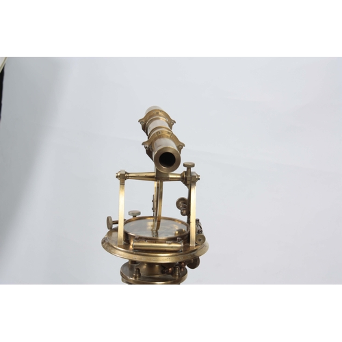 753 - A 19th CENTURY BRASS THEODOLITE ON ORIGINAL MAHOGANY TRIPOD STAND BY WILLIAM HARRIS, LONDON having a... 