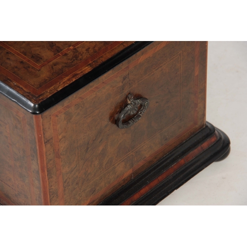 763 - A LARGE 19TH CENTURY KINGWOOD CROSS-BANDED BURR WALNUT MUSIC BOX CASE 102cm wide 52cm deep 39cm high... 