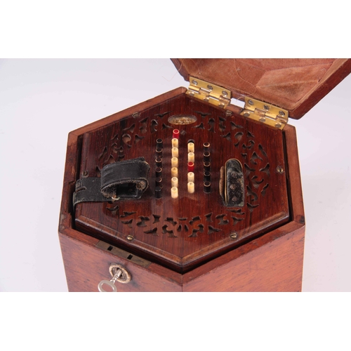 765 - A MID 19TH CENTURY WHEATSTONE CONCERTINA English system with pierced rosewood ends, green leather fi... 