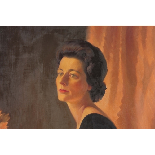 788 - A JOHN TEESDALE LATE 20TH CENTURY PORTRAIT OF A LADY in a black dress 90cm high 70cm wide - signed a... 