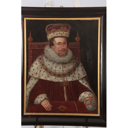 799 - A PAIR OF 17TH CENTURY OIL ON CANVAS PORTRAITS ONE OF JAMES I AND THE OTHER OF HENRY PRINCE OF WALES... 