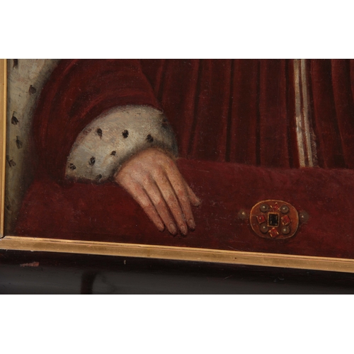 799 - A PAIR OF 17TH CENTURY OIL ON CANVAS PORTRAITS ONE OF JAMES I AND THE OTHER OF HENRY PRINCE OF WALES... 