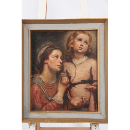 801 - A 19TH CENTURY OIL ON CANVAS LAID ON BOARD MADONNA AND CHILD in the manner of Rubens 60cm high 50cm ... 