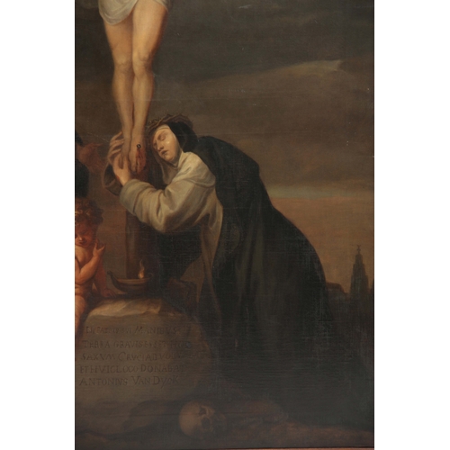 814 - AFTER ANTHONY VAN-DYKE. A 19TH CENTURY OIL ON CANVAS. Depicting the Crucifixion inscribed at the bas... 