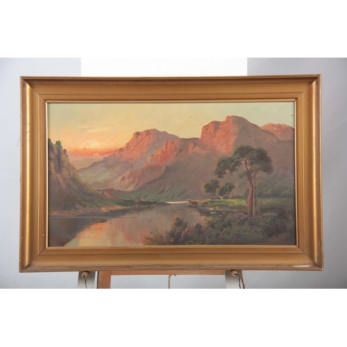 819 - JACK M. DUCKER M.M.A. OIL ON CANVAS. The hills of Perth 48cm high, 84cm wide - signed and in a gilt ... 