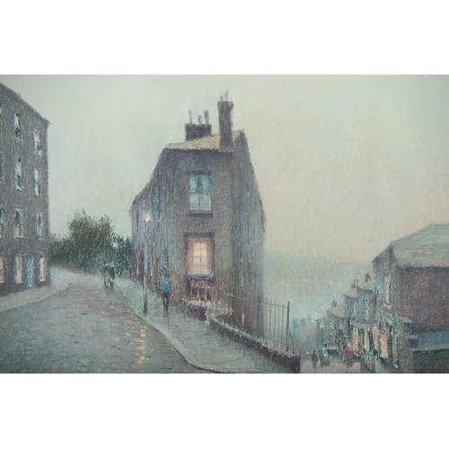 856 - ARR.  BOB RICHARDSON - PASTEL DRAWING Hebden Bridge, Yorkshire  - signed mounted and in silvered woo... 