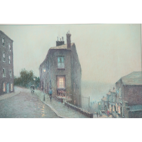 856 - ARR.  BOB RICHARDSON - PASTEL DRAWING Hebden Bridge, Yorkshire  - signed mounted and in silvered woo... 