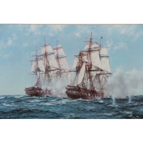 860 - MONTAGUE DAWSON. Two large coloured MARINE  PRINTS depicting galleons in full sail  50cms by 75cms a... 