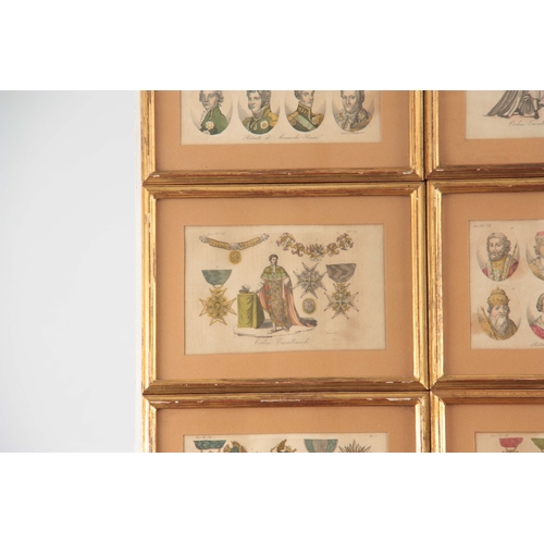 861 - A SET OF 8 CONTINENTAL COLOURED PRINTS, 13cm by 20cm each - mounted in glazed gilt moulded frames (8... 