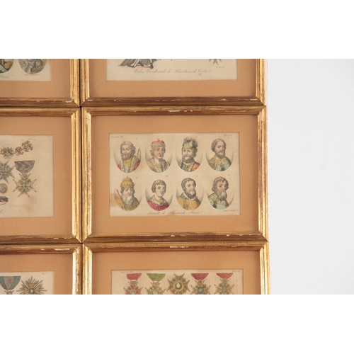 861 - A SET OF 8 CONTINENTAL COLOURED PRINTS, 13cm by 20cm each - mounted in glazed gilt moulded frames (8... 