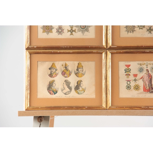 861 - A SET OF 8 CONTINENTAL COLOURED PRINTS, 13cm by 20cm each - mounted in glazed gilt moulded frames (8... 