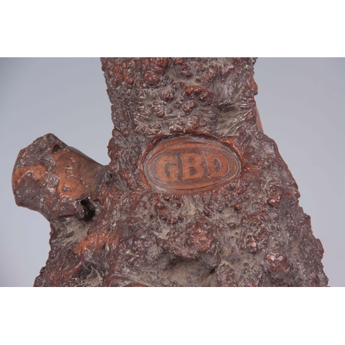 868 - A 19TH CENTURY PIECE OF BURR WALNUT TOBACCONIST SHOP DISPLAY initialled GBD 35cm high.