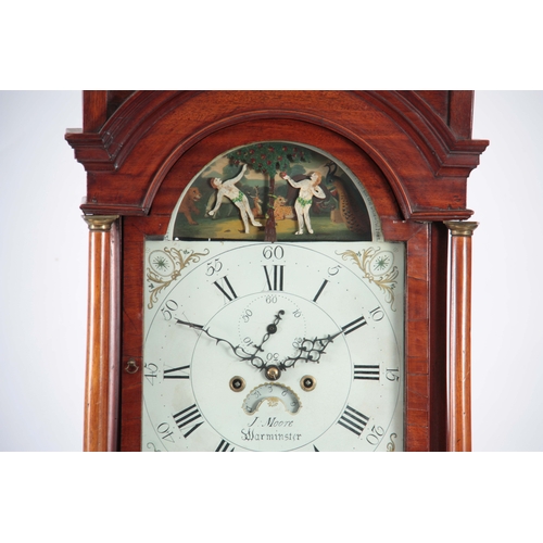 1004 - JOHN MOORE. WARMINSTER. A LATE GEORGE III MAHOGANY AUTOMATION LONGCASE CLOCK of small proportions, h... 