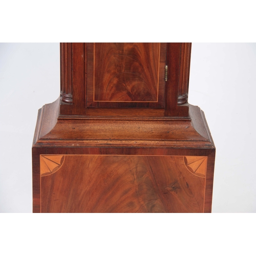 1014 - JOSEPH FURNASS. NORTH SHORE. A LATE GEORGE III FIGURED MAHOGANY INLAID OVAL DIAL LONGCASE CLOCK havi... 