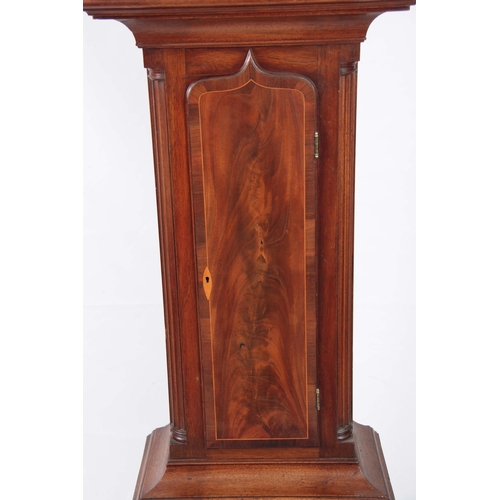 1014 - JOSEPH FURNASS. NORTH SHORE. A LATE GEORGE III FIGURED MAHOGANY INLAID OVAL DIAL LONGCASE CLOCK havi... 