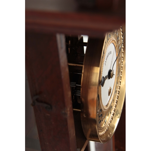 1019 - AN EARLY 20th CENTURY WALNUT CASED 400 DAY WALL CLOCK SIGNED JAHRESUHR the Vienna style case with de... 