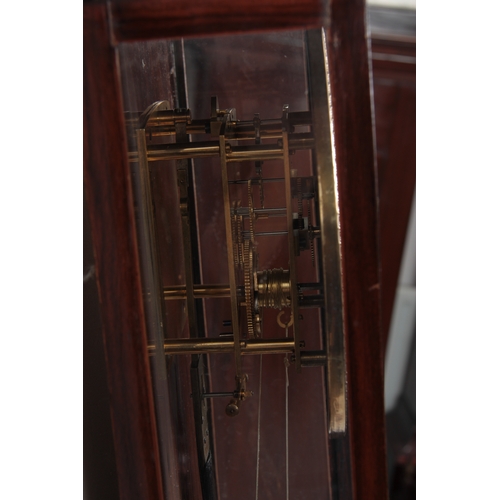 1022 - A MID 19th CENTURY WALNUT BIEDERMEIER STYLE VIENNA REGULATOR the slim case with architectural pedime... 