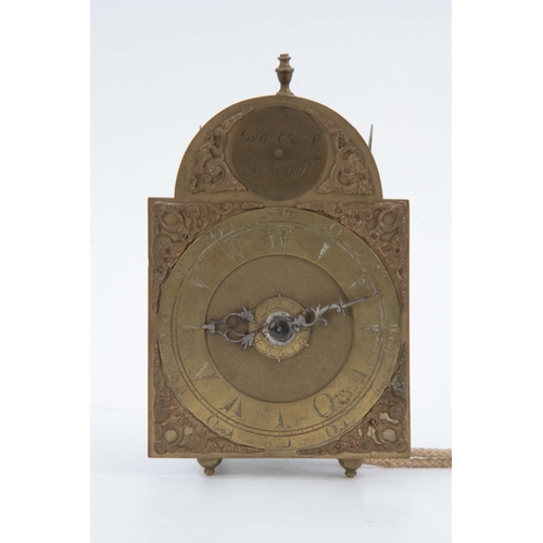 1025 - GEORGE CLARKE, LONDON. A GEORGE III MINIATURE LANTERN CLOCK the 5