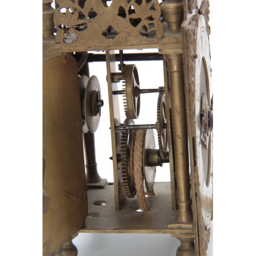 1025 - GEORGE CLARKE, LONDON. A GEORGE III MINIATURE LANTERN CLOCK the 5