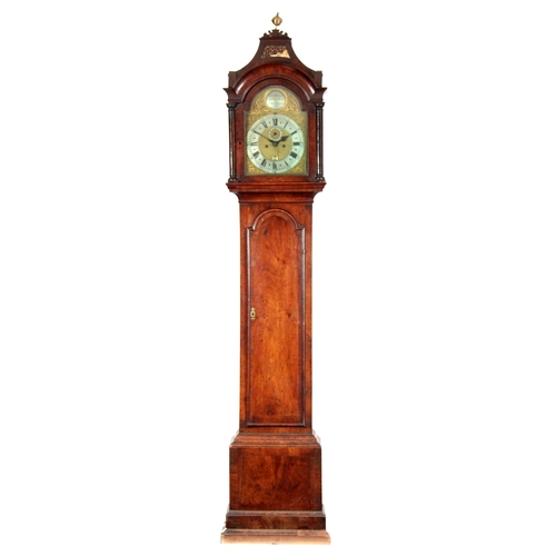 1029 - GEORGE CLARKE, LEADEN HALL STREET, LONDON. A GEORGE II WALNUT LONGCASE CLOCK the pagoda top and conc... 