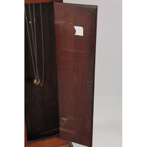 1033 - A  MID 18th CENTURY OAK CASED LONGCASE CLOCK  the hood having moulded pediment above a glazed door f... 