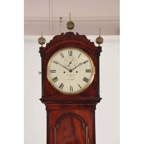 1036 - SIMMONS, COLMAN St. LONDON A REGENCY FIGURED MAHOGANY DOMESTIC REGULATOR LONGCASE CLOCK the hood wit... 