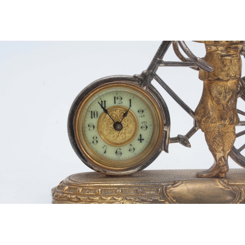 1039 - A LATE 19th CENTURY ENGLISH NOVELTY DESK CLOCK formed as a gilt well-dressed gentleman stood next to... 