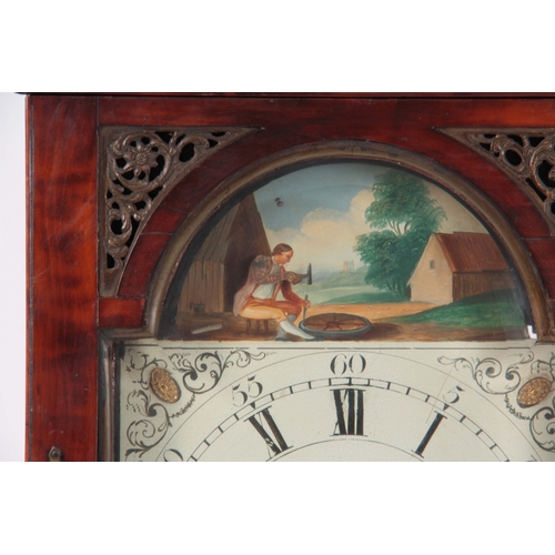 1041 - JOHN LOMAX, BLACKBURN. A GEORGE III MAHOGANY AUTOMATION BRACKET CLOCK with bell top case surmounted ... 