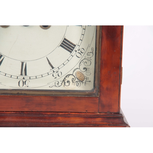 1041 - JOHN LOMAX, BLACKBURN. A GEORGE III MAHOGANY AUTOMATION BRACKET CLOCK with bell top case surmounted ... 