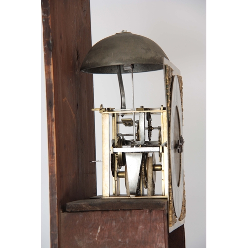 1043 - FRANCIS MITTEN, CHICHESTER. AN EARLY 18th CENTURY OAK LONGCASE CLOCK  the hood having a moulded pedi... 