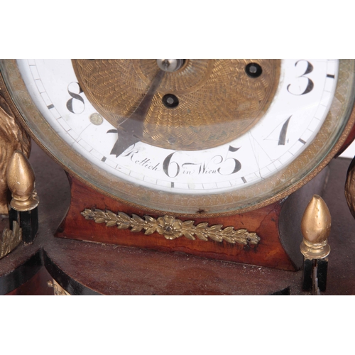 1045 - RETTICH, IN WIEN. AN EARLY 19th CENTURY VIENNESE BIEDERMEIER QUARTER STRIKING MANTLE CLOCK with gilt... 