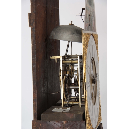 1055 - JOHN WYLDE, NOTTINGHAM. A MID 18th CENTURY AUTOMATION LONGCASE CLOCK the oak case having a break arc... 