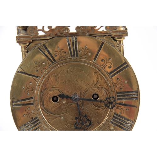 1056 - A WILLIAM GOODWIN, STOWMARKET. A LATE 17th CENTURY LANTERN CLOCK WITH LATER FUSEE MOVEMENT the case ... 