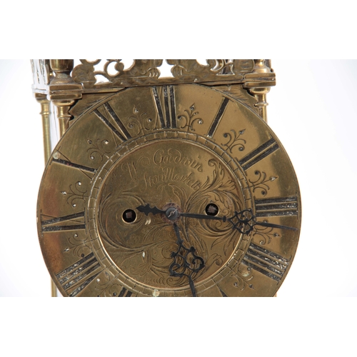 1056 - A WILLIAM GOODWIN, STOWMARKET. A LATE 17th CENTURY LANTERN CLOCK WITH LATER FUSEE MOVEMENT the case ... 