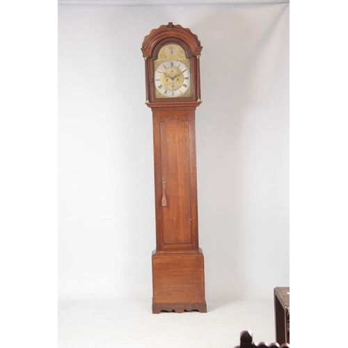 1058 - J. HARRIS, LONDON. AN 18th CENTURY OAK CASED LONGCASE CLOCK  the hood having a moulded pediment abov... 